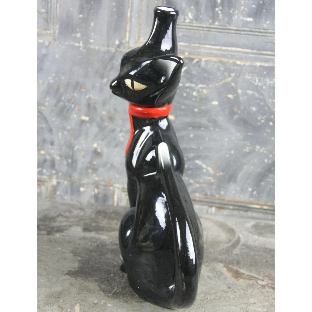 Borghini Lacrima Christi Black Cat Ceramic Wine Decanter, made in Italy